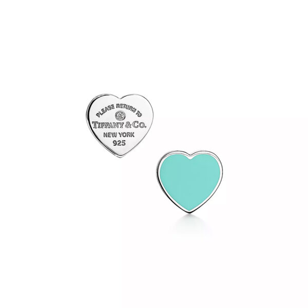 #84 Earrings in Silver with Tiffany Blue and a Diamond, Mini