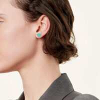 #84 Earrings in Silver with Tiffany Blue and a Diamond, Mini - Image 2